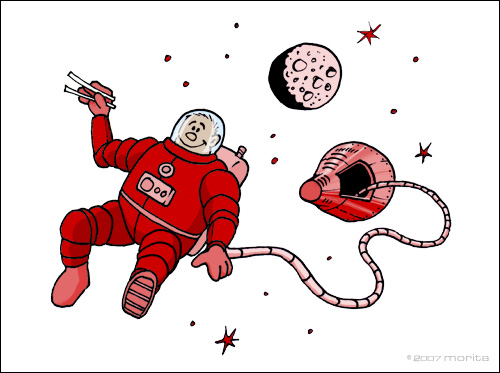 Astronaut mit Stäbchen